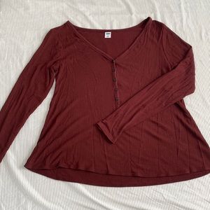 Maroon long sleeve half button down